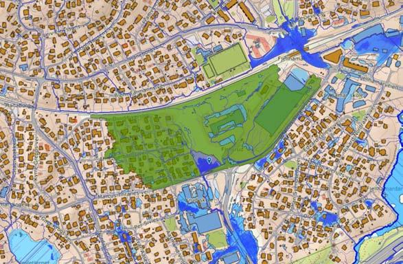 Figur 6 Oppstuvingsområder ved større regnhendelser (Kilde: Scalgo Live) Figur 7 Nedbørsfelt til oppsamlingspunkt (Kilde: Scalgo Live) Utbygging av tomten skal ikke medføre flomveier over annens