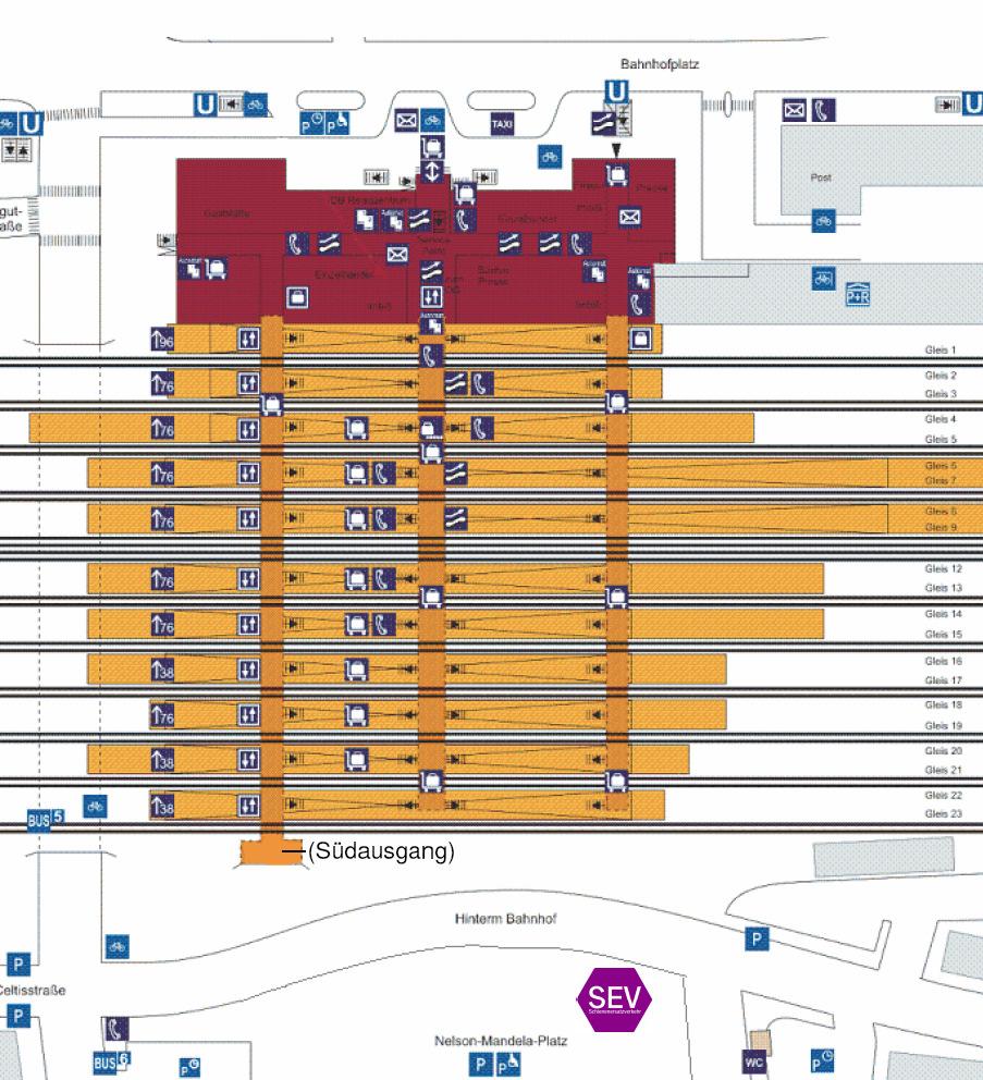 Lageplan Bushaltestelle Nürnberg Hbf SEV