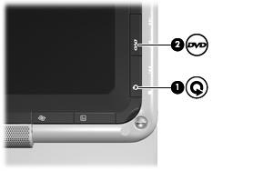 Bruke multimedieknappene Funksjonene til medieknappen (1) og DVD-knappen (2) varierer fra modell til modell og med programvaren som er installert.