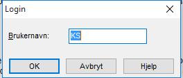 Start av Revisjon Brukernavn er initialene til brukeren som legges inn ved første gangs bruk, deretter skal de komme automatisk ved pålogging.