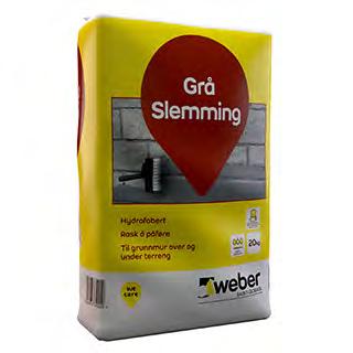 Weber Grå Slemming Produktdatablad PRODUKTFORDELER Hydrofobert Rask å påføre Til grunnmurer PRODUKTBESKRIVELSE Weber Grå Slemming brukes til slemming av Leca, tegl og betong og i overgang