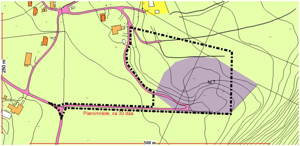 4 Plangrunnlag for drift: Store deler av området er avsatt til masseuttak, M7, i kommuneplanens arealdel.