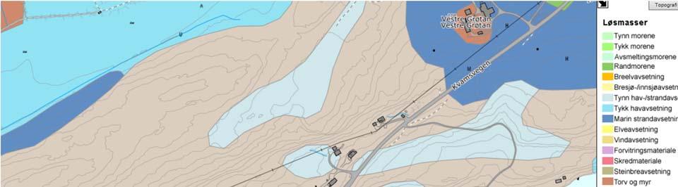 Geoteknisk rapport nr. Vd1460A-GEOT-R01 Planlagt gang/sykkelveg vil bli liggende i bergskjæring på innsida av dagens E6 på mesteparten av denne strekningen.