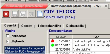 11. Klikk på fanen Korrespondanse, i fanen Oversikt kan man få oversikt over om korrespondansen er sendt ut, mottatt eller avvist.