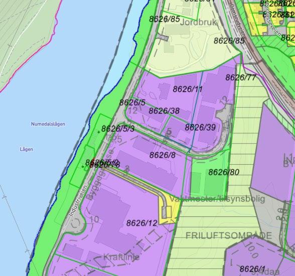 Utsnitt fra kommunens kartsider; reguleringsplaner. Gjeldende plan for området er 101 Industriområdet i Gomsrud Ødegårdløkka, vedtatt i 1979.