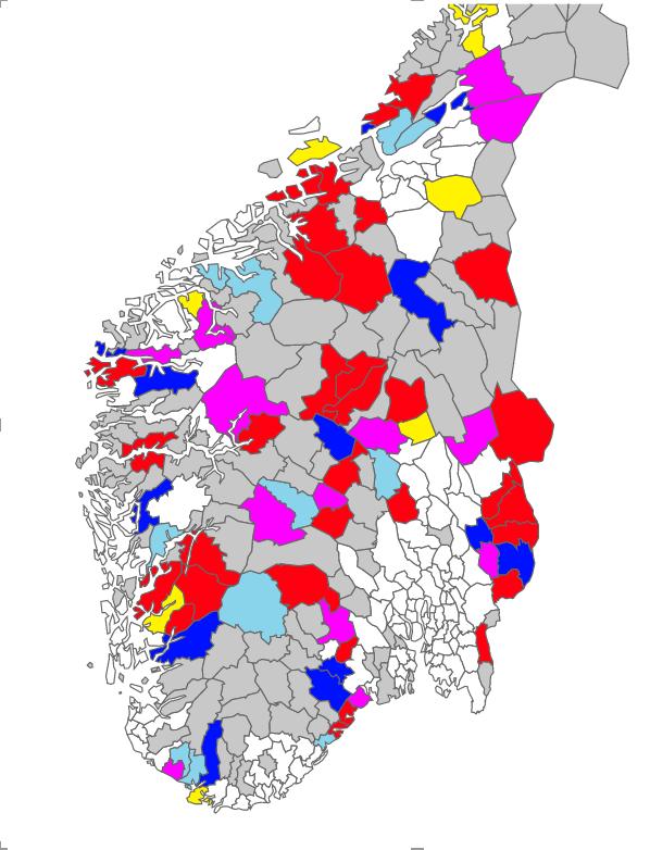 Sør-Norgetilskudd 2019 - kommuner over 3200 innbyggere Over 3200 innbyggere, skatter u/ 120 pst av landsgjennomsnitt og nivå avhengig av distriktsindeks, i alt 435 mill.