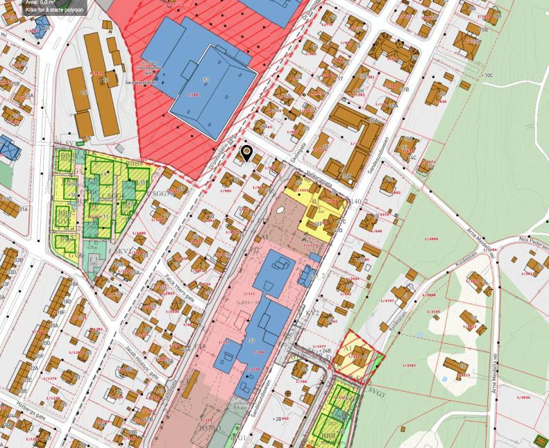 bebyggelsesplan: Ingen av teigene omfattes av en reguleringsplan, men grenser til fire reguleringsplaner: VEST: Plan for Sarpsborghallen og St.
