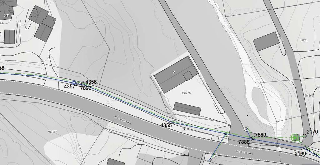 Side 4 av 6 2.3 Eksisterende ledningsnett for vannforsyning Eksisterende ledningsnett for vannforsyning ligger parallelt med kommunens ledningsanlegg i gang og sykkelveien.