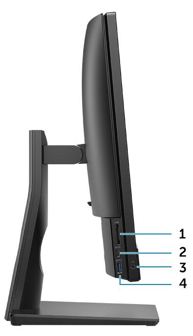 Kabinett sett fra venstre 1 SD-kortleser 2 USB 3.