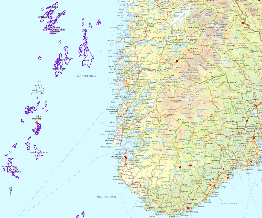 Figur 2.1 viser et kart over lokasjonen til 25/8-19 S Evra/Iving i Nordsjøen. Tabell 2.