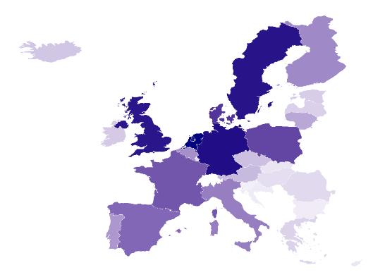 EKSPORT TIL EU/EØS Tabellen viser eksporten fra Sogn og Fjordane fordelt på land i det europeiske indre marked.