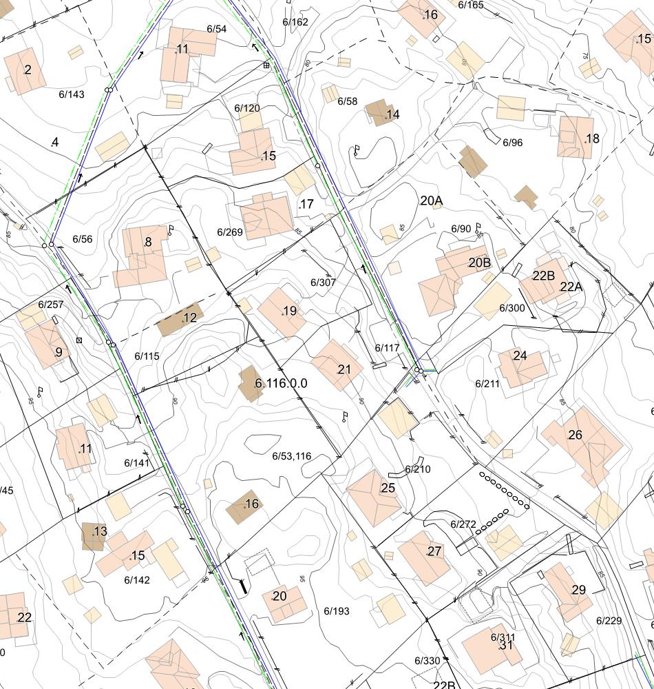 Meglerkart - Ledningskart Gnr. 6 bnr. 117 Målestokk: 1:1000 Dato: 22.08.