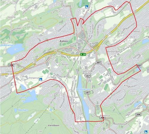 Kommunedelplan for sentrale Asker - Innledende stedsanalyse med særlig vekt på blågrønne strukturer - Fastsette prinsippløsning for fremtidig hovedveinett - Gang- og sykkelveinett sett i sammenheng