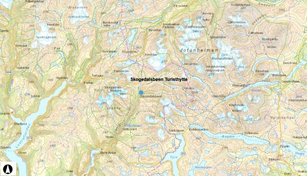 1. Innledning Om anlegget Beskrivelse av område/eksisterende inngrep i vassdraget DNT Oslo og Omegn ønsker å bygge mikrokraftverk i Skogadøla ved Skogedalsbøen Turisthytte for å forsyne turisthytten