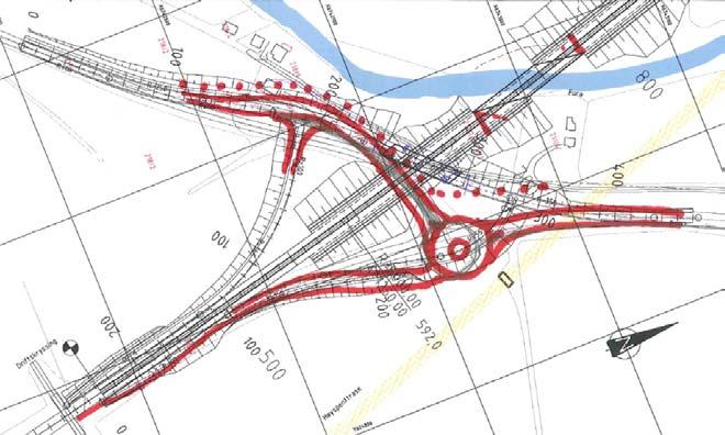 Skisse av foreslått alt. 5.03 Trasévalg på strekningen Ommangsvollen - Nervoll Begge de aktuelle alternativene, 5.1 vest for høyspentlinja og 5.3 langs høyspentlinja har sine fordeler: Alternativ 5.