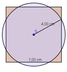 med radius 4,00 cm eller et kvadrat med