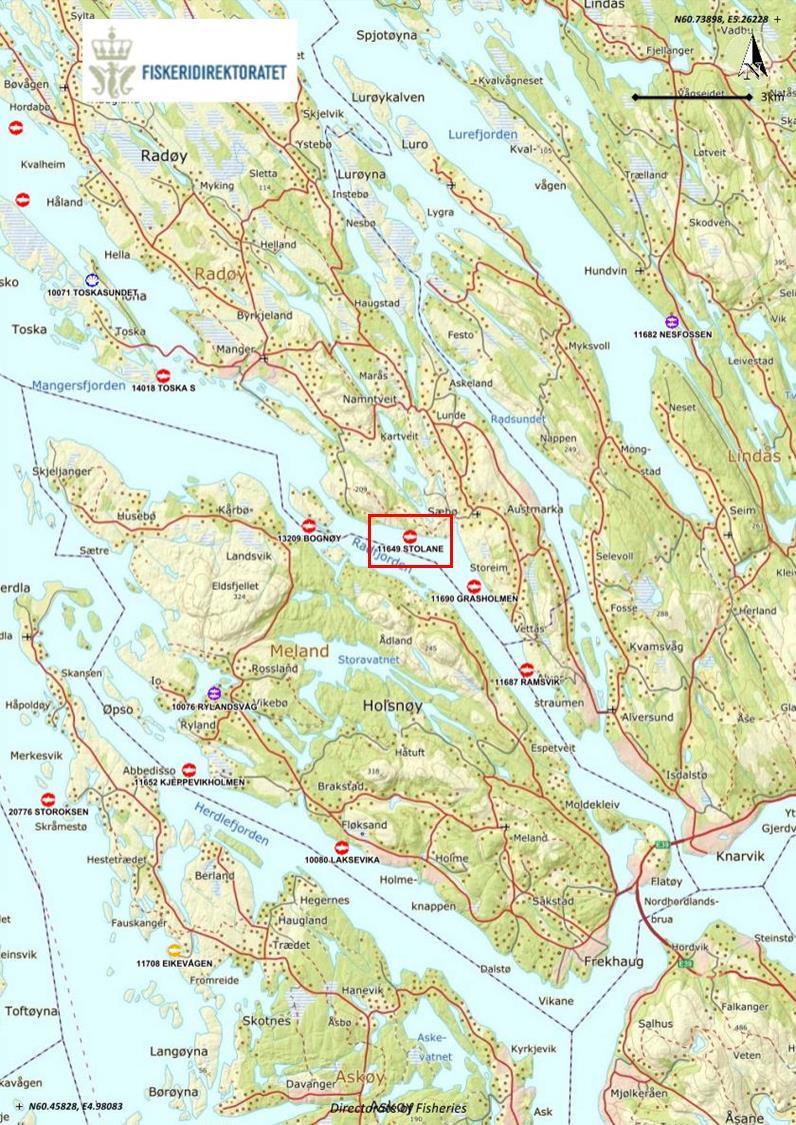 Vedlegg 3 Prøvetakingsposisjoner og Olex kart Tabell II. Posisjon og dybde for prøvetakning stasjonene som inngår i undersøkelsen Stasjonsnummer Nordlig bredde Østlig lengde Dyp (m) St 1 60-36.