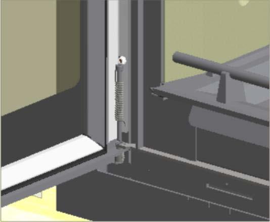 C C Avmontering av dør: Løsne pinolskruen, avmonter skruen og fjærene og løft av døren.
