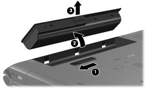 Snu maskinen opp-ned på en plan overflate slik at batteribrønnen vender fra deg. 2. Sett inn batteriet i batteribrønnen (1) og drei det nedover til det sitter på plass (2).