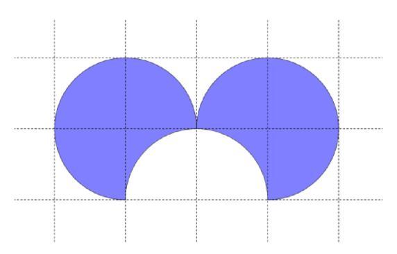Oppgåve 14 (3 poeng) Den blå figuren ovanfor er teikna på eit rutenett. Rutene er kvadratiske med sider a. a) Bestem omkretsen av figuren uttrykt ved a.