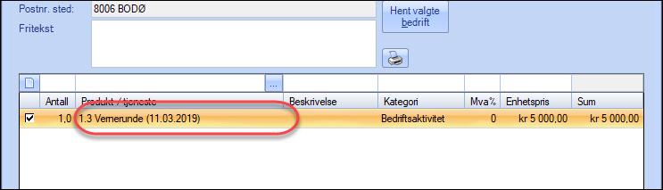 Regnskap Mulig å endre på varetekst (EXT54525) Ved fakturering er det nå mulig å manuelt endre teksten i Produkt/tjeneste-kolonnen idet