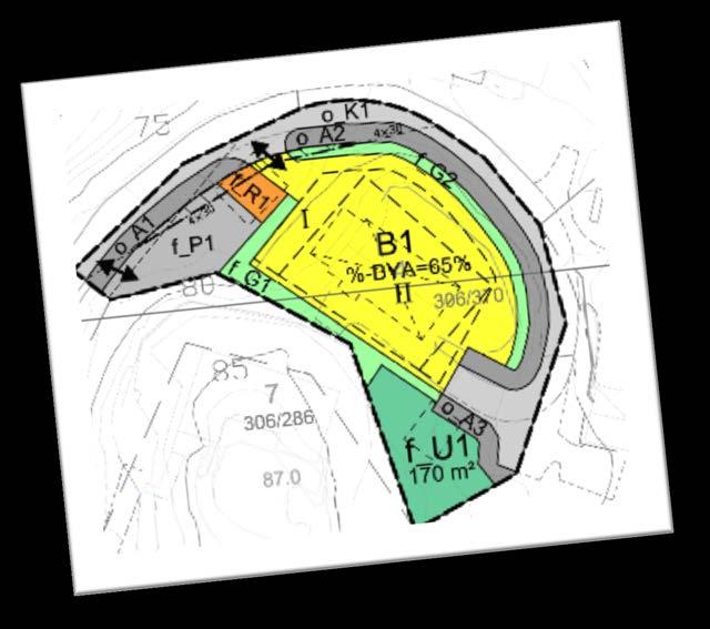 høydene som reguleringsplanen hjemlet. (Grå bokser på figur 1. og 2. under.