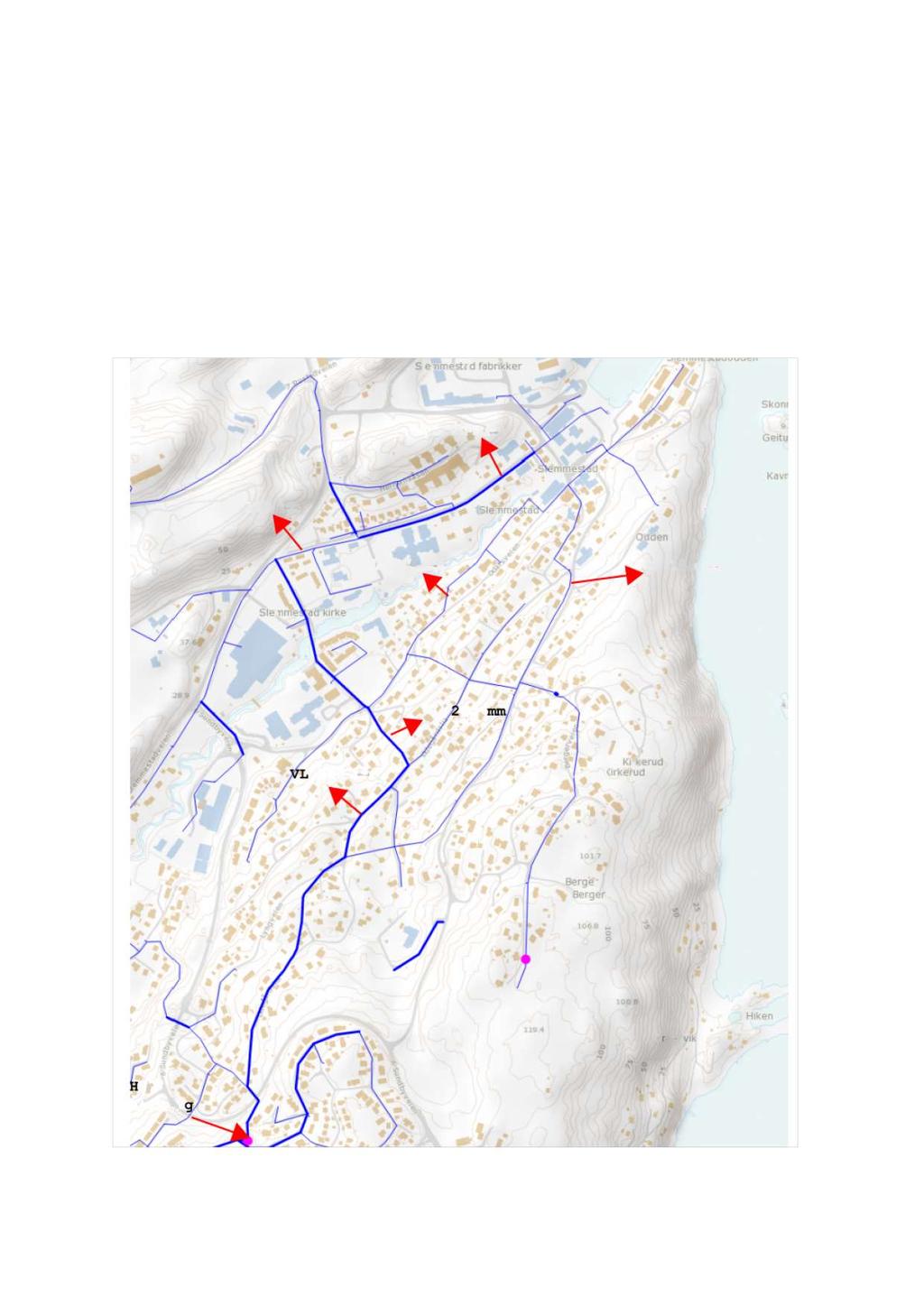 5 2 EKSI STEREN DE SITU ASJON 2.1 Vannforsyning Vannforsyningen til planområdet går per i dag via høydebassenget HB04 Morberg på ca.