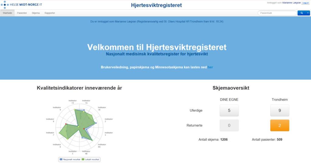 SYKEHUS Bilde 14. Startsiden til NHSR.