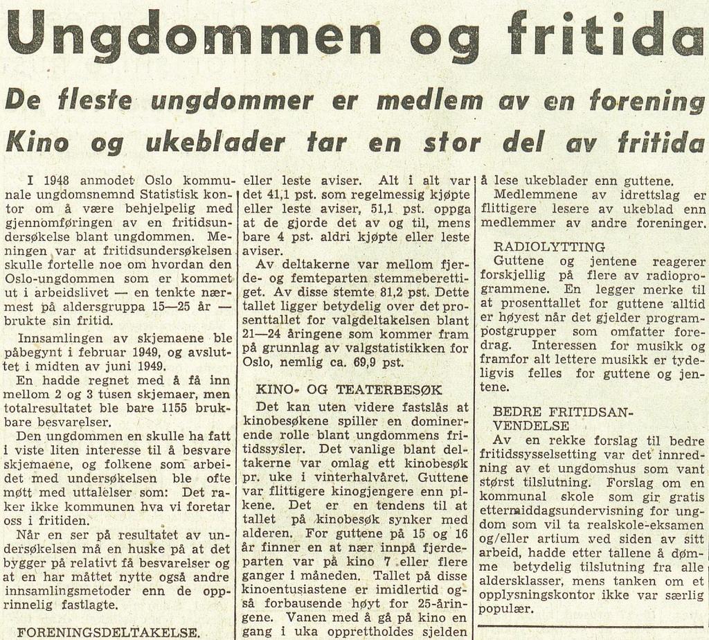 ka p i t t e l 3 Et halvt år senere kunne man lese om resultatene fra undersøkelsen i samme avis. Figur 3.2 Faksimile fra Arbeiderbladet, 4. april 1950.