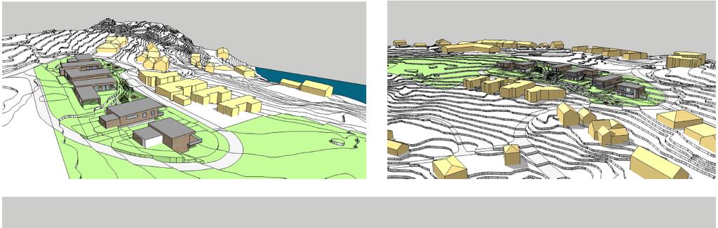 Figur 7: 3D illustrasjonar som viser mogleg utbyggingvolum.
