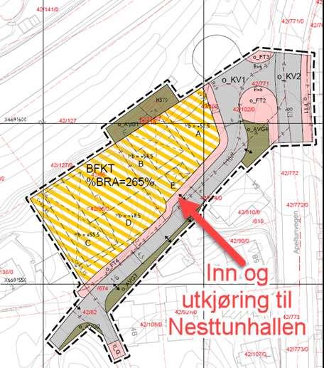 Tabell 1 Antatt estimert turproduksjon per døgn generert fra nye Nesttunhallen og for billigere nordøst for innkjørselen til nye Nesttunhallen (Turproduksjon for bolig og næring beregnes på bakgrunn