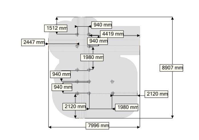 Plassering av forankringer / Ground plan / Placering av förankringar N UK S