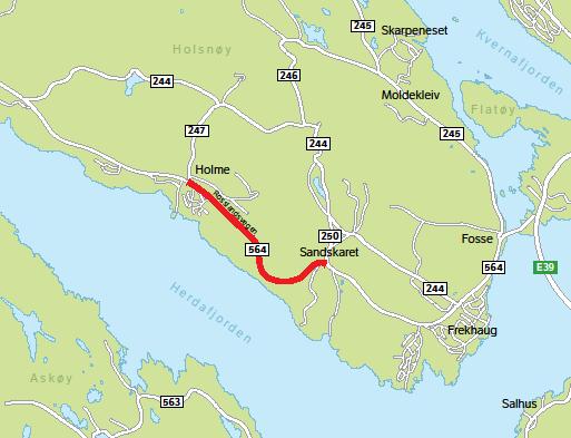 18. Fv. 564 Sandskaret-Holme Økonomisk ramme i NHP: 67,6 mill.