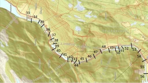 47 49 51 53 55 Observasjonssone Figur 13. Lokalisering av laks og sjøaure under tellingene i Teigdalselva den 17.1.218.