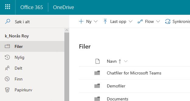 OneDrive og Filutforsker Nettleser