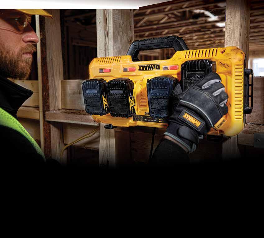 4-PORTS HURTIGLADER DCB104 DEWALT XR hurtiglader kan lade opp til