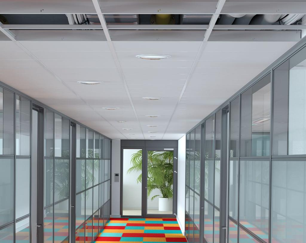 XXXXXXXXXX XXXXXX 4. Maxispan korridorløsning Til ekstra brede korridorer I bygninger hvor korridorene er ekstra brede og man har en stor mengde av installasjoner kan Maxispan systemet benyttes.