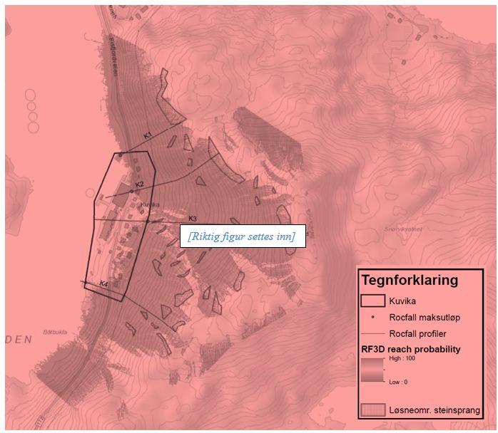 [Fig. X Eksempel på modellresultat for steinsprang.] 2.