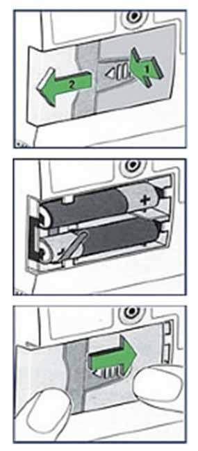 Bytte av batteri 1. Stopp pumpa ved å holde inne START/STOPP-knappen i 3 sekunder. 2. Skru av pumpa ved å holde inne AV/PÅ-knappen i 3 sekunder. 3. Fjern batterilokket ved å trykke ned og holde inne pilknappen på lokket mens lokket skyves av.