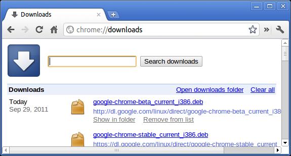 Chrome-kommandoer Formål Skjermbilde chrome://downloads Dette er også