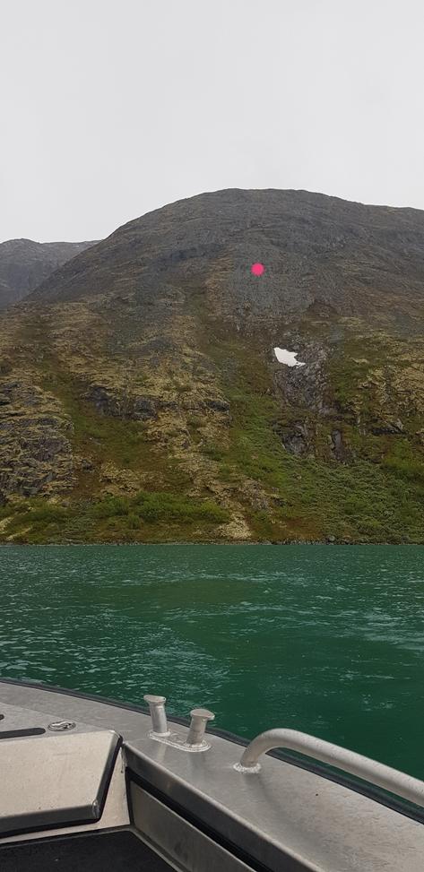 Oppe på denne blir det ei stang med ei lita antenne og et solcellepanel. Eg forutset at alt utstyret blir kamo farga på den sida som vender ut mot vatnet/memurubu.