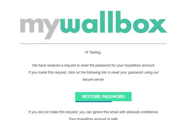 mywallbox Portal Deretter vil du motta en e-post med instruksjoner om hvordan du oppretter et nytt passord. Hvis du ikke finner e-posten i innboksen din, sjekk søppelposten.