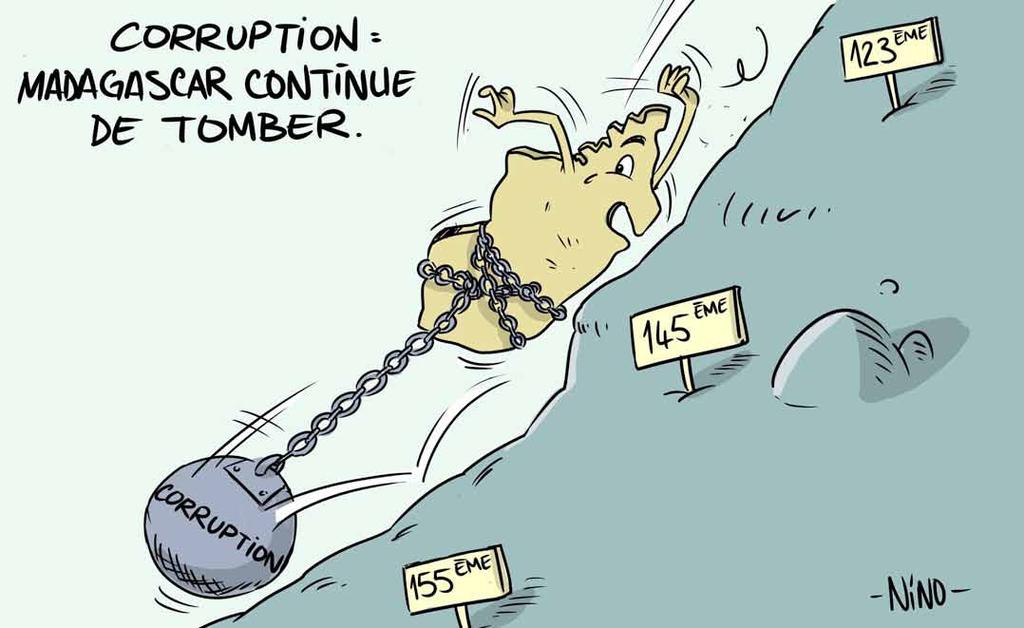 Korrupsjon: Madagaskar fortsetter å falle. Fra 123. plass til 145. plass og til 155. plass (av 180 land). ble kalt «offisiell gassisk».