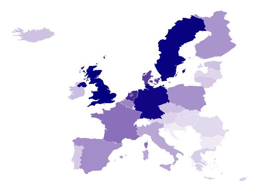 EKSPORT TIL EU/EØS Tabellen viser eksporten fra Buskerud fordelt på land i det europeiske indre marked.