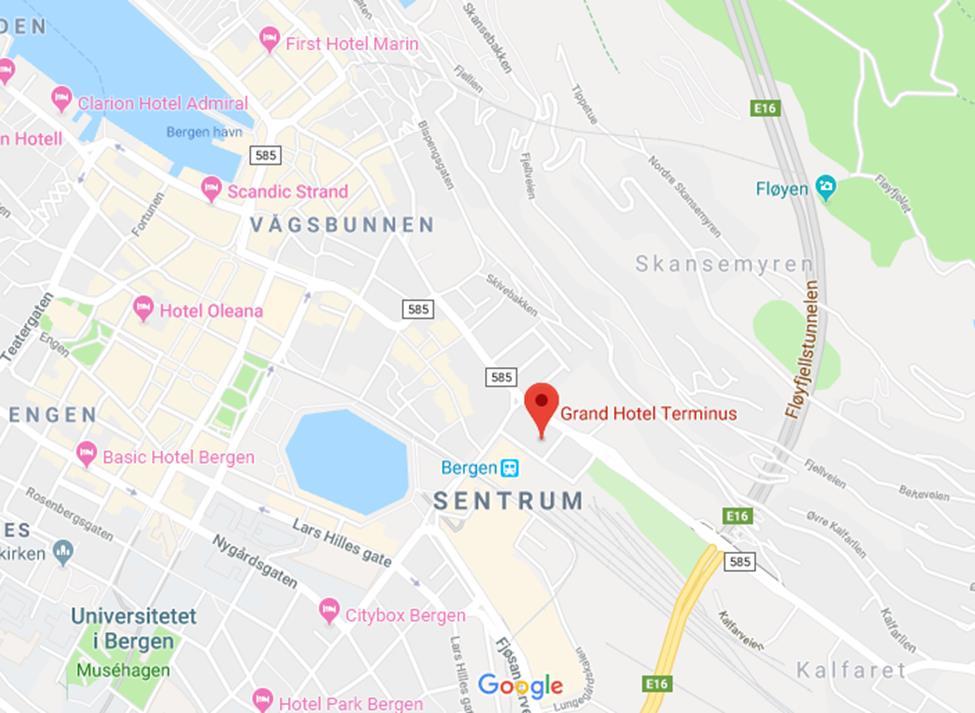 Overnatting Hotell Det er gjort avtale med Hotel Terminus som ligger nærme bussstasjonen i Bergen sentrum.