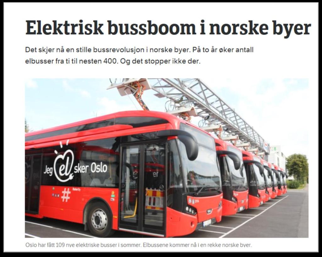 170 elbusser i Norge i dag Drammen Haugesund Hamar Agder Stavanger