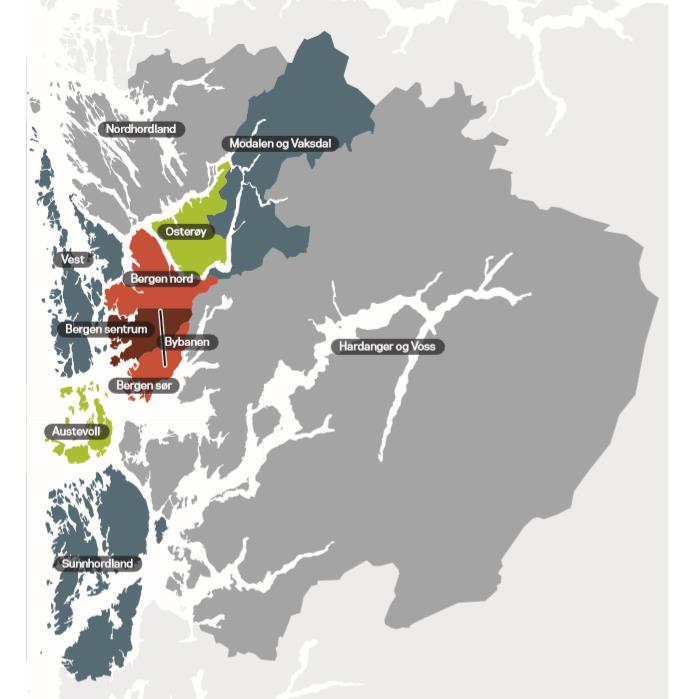 EN SENTRAL SAMFUNNSROLLE I HORDALAND Kollektivruter Bergen Sentrum Bergen Sør Bergen Nord Rutepakke Vest Austevoll Osterøy Hardanger/ Voss