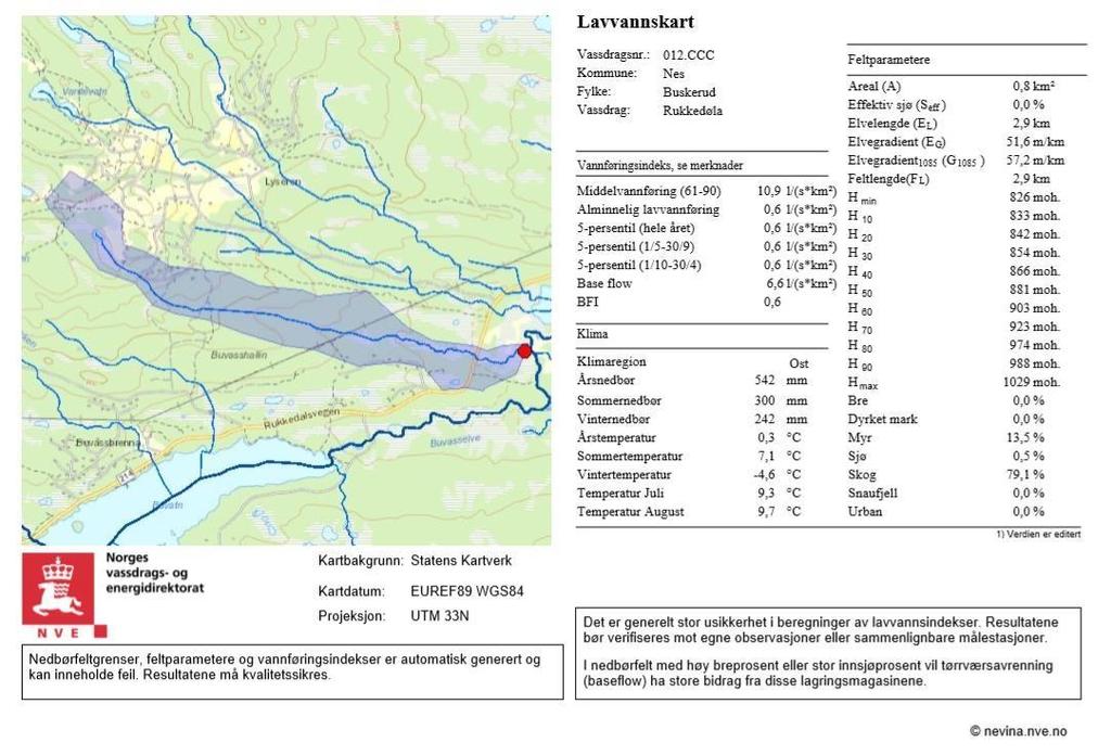 Figur 15: Totalt nedbørfelt for bekken