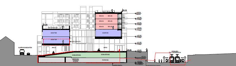 Formål BBB berammer boligdelen av planforslaget. Dette er plassert på toppen av den øvrige bygningsmassen og vises i plankartet i vertikalnivå 3. Boligdelen har hovedinngang på felles torg f_st.