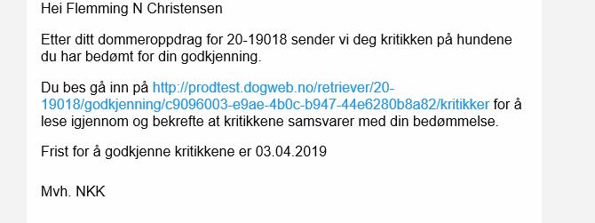 NKK representanten vil da få en epost med en link de må trykke på slik at de kan innstille prøven.